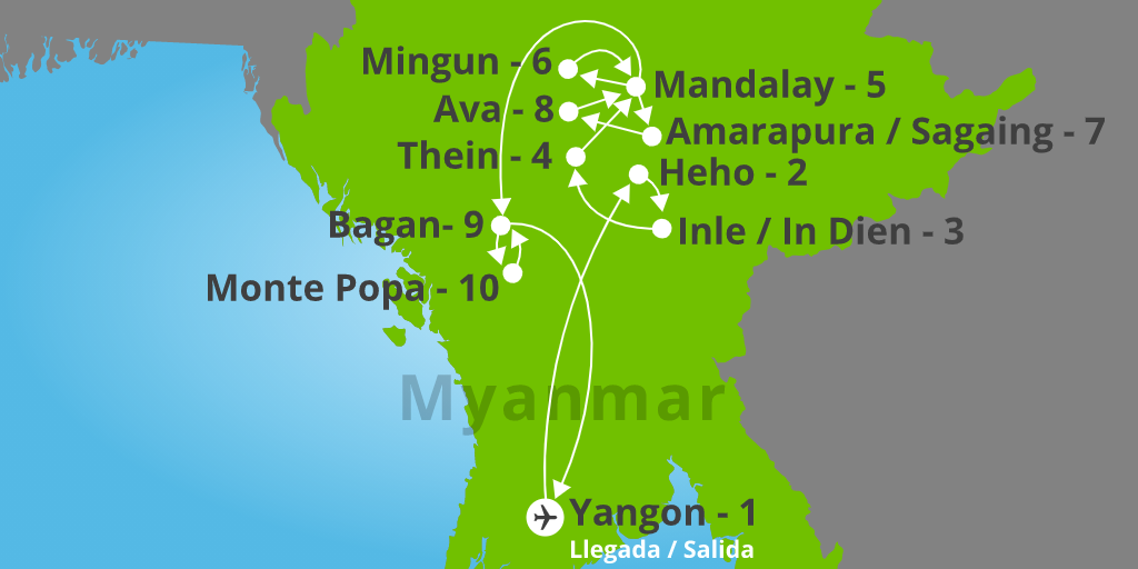 Pon a prueba tus sentidos con este tour por lo mejor de Myanmar de 12 días. Podrás recorrer uno de los países más vírgenes de Asia. 7