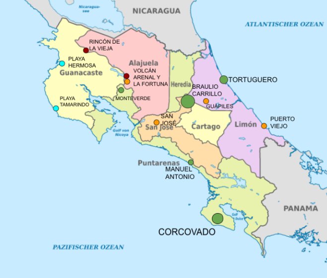 Mapa Ubicaciones Costa Rica