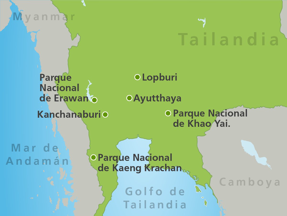 Mapa del centro de Tailandia
