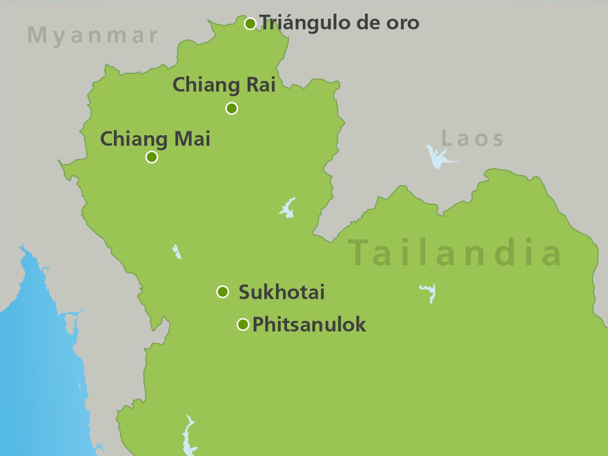 Mapa del Norte de Tailandia