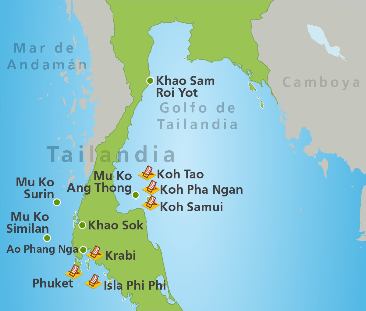 Mapa del Sur de Tailandia